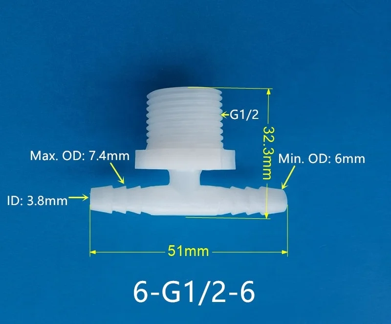 Plastic two barb to male thread Tee T 3 way hose pipe fitting adapter