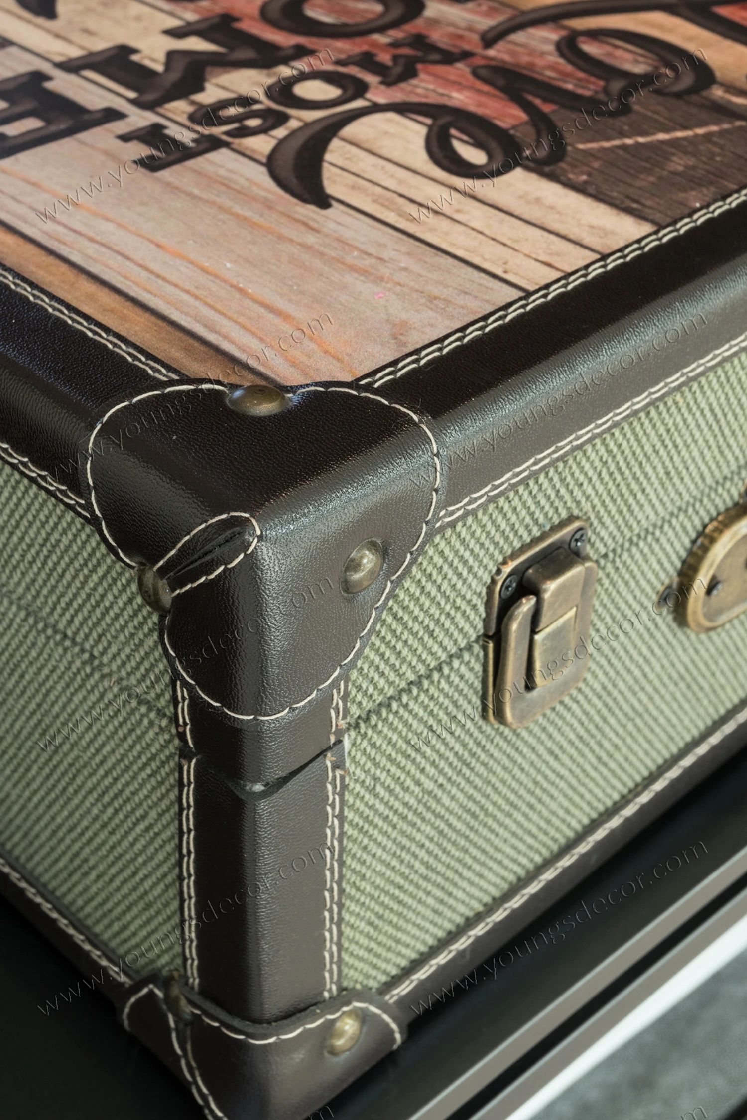 Decorative Wooden Luggage Suitcase Storage Trunk Sets with Printed Pattern Surface
