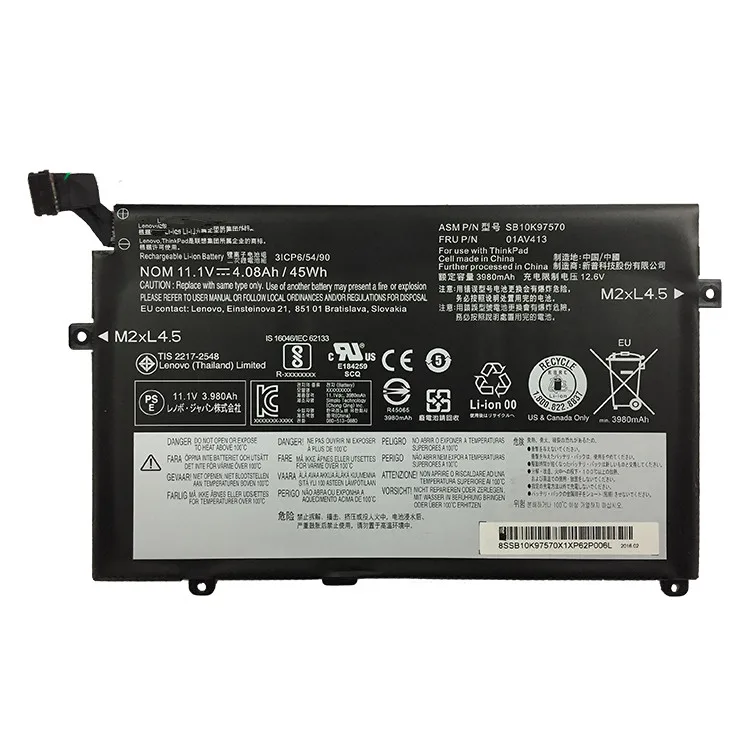 
SB10K97570 high quality compatiable laptop battery for Lenovo ThinkPad E470 Edge E470 Series 01AV411 3ICP6 / 54/90 11.1V 45WH 