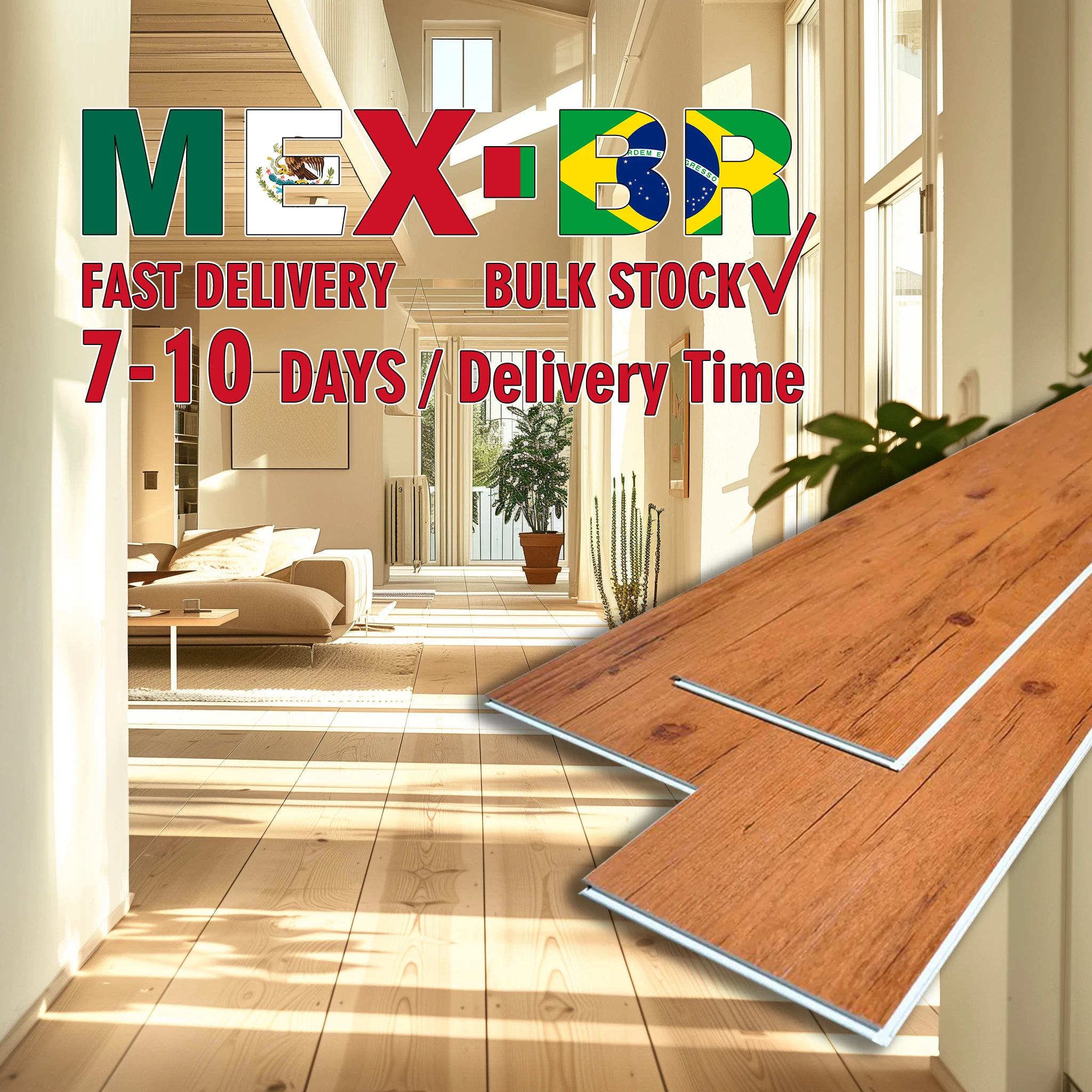DEMAX MEX BR SPC click system flooring with Wood embossed UV coating Surface Treatment