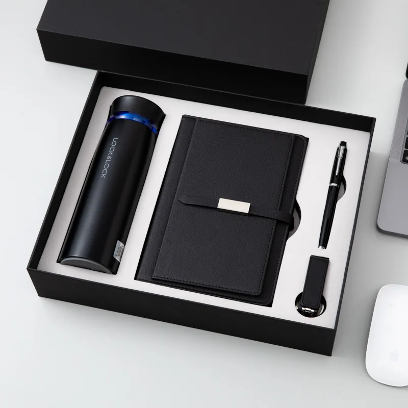 2025 Luxury PU Leather Notebook Set A4/A5 Size Hardcover Custom Diary with Pen Branded Gift Set with Car Key Holder