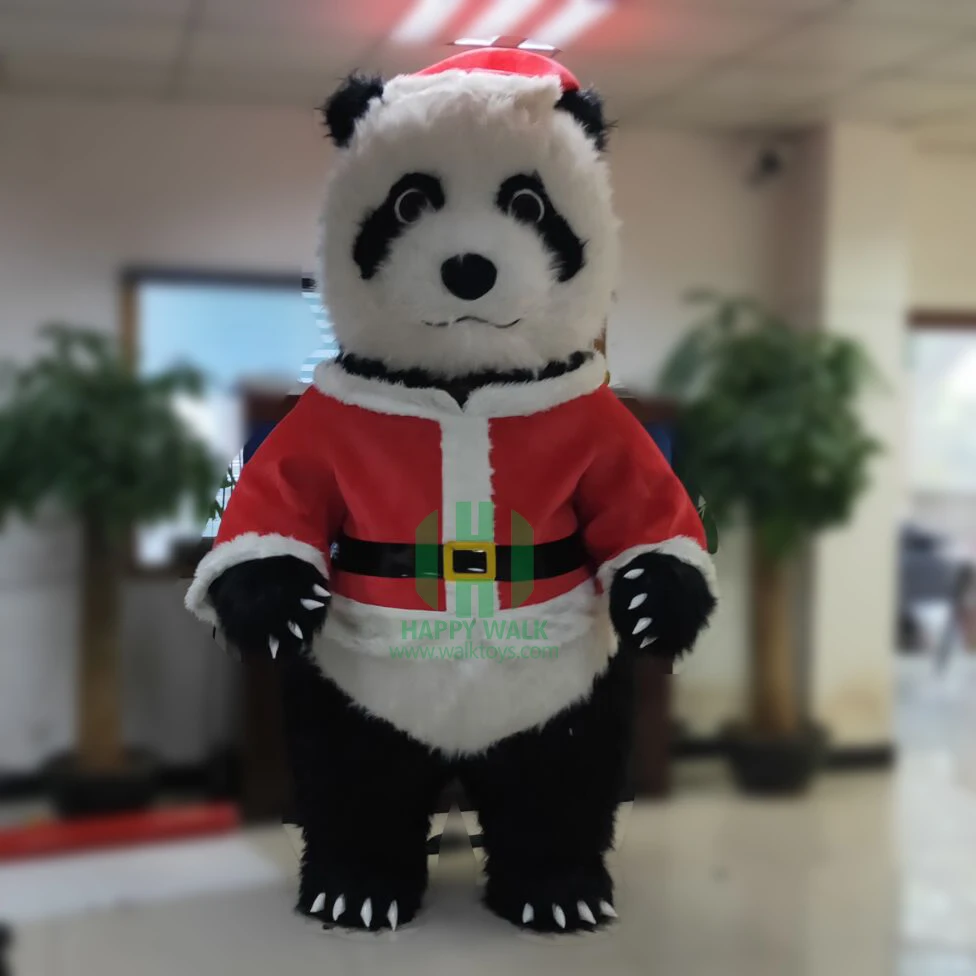 Fast Shipping In stock Christmas Panda Costume Walking Moving Cartoon Inflatable Mascot Costume