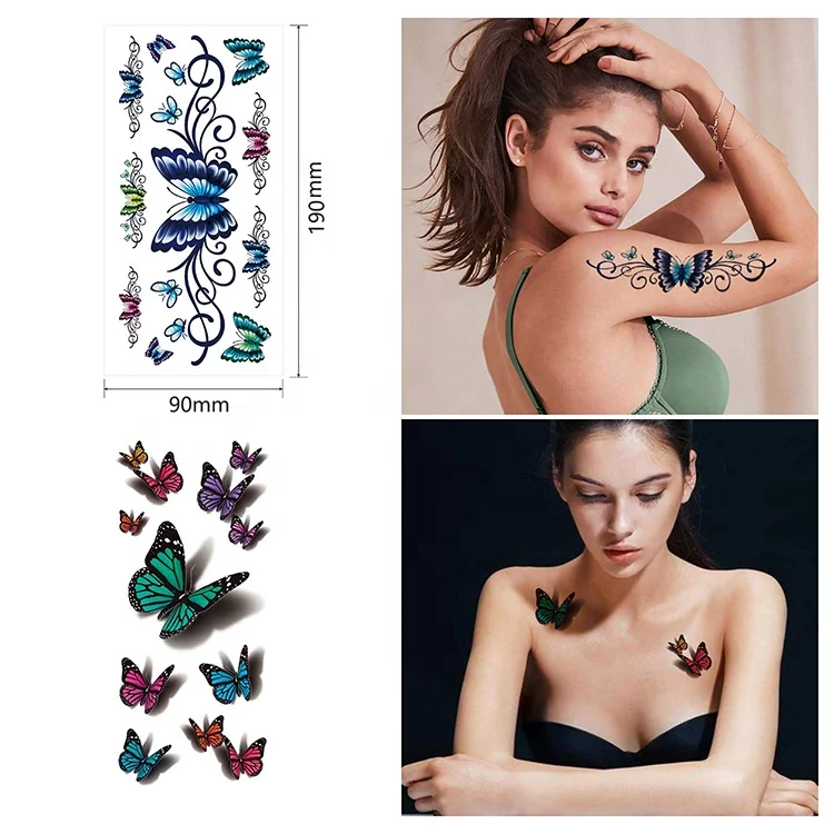 
beautiful designs mix style Temporary long lasting Flowers Tattoos Stickers for Women or Girls 