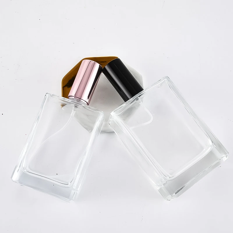 Low Mini Order Flat Square Shape Luxury Perfume Atomizer Perfume Glass Bottle