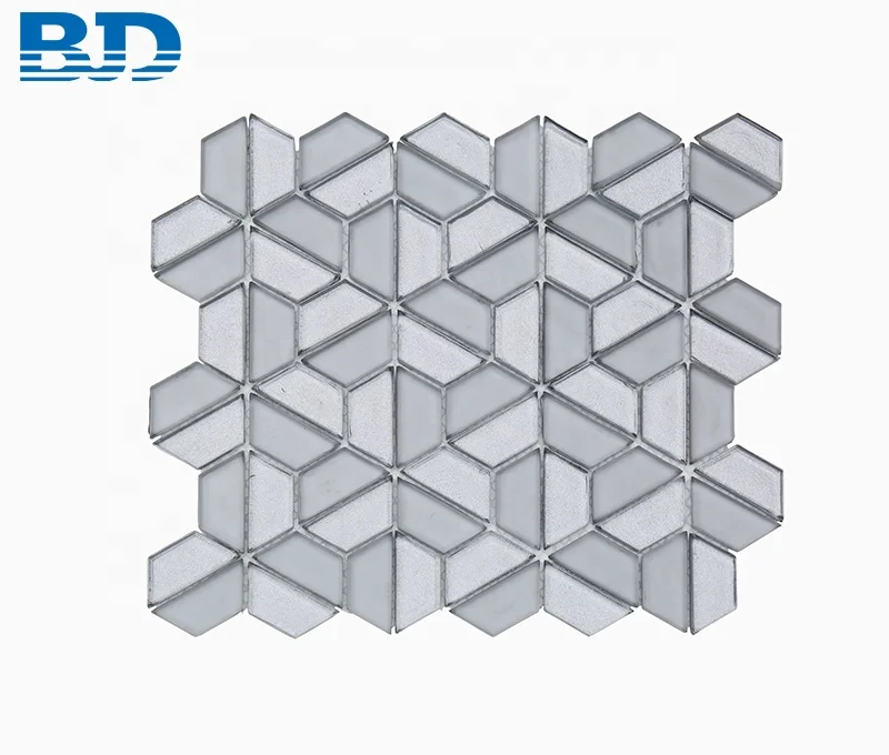 White Backsplash Waterjet Half Hexagon Tile Glass Mosaic for Kitchen/Bathroom