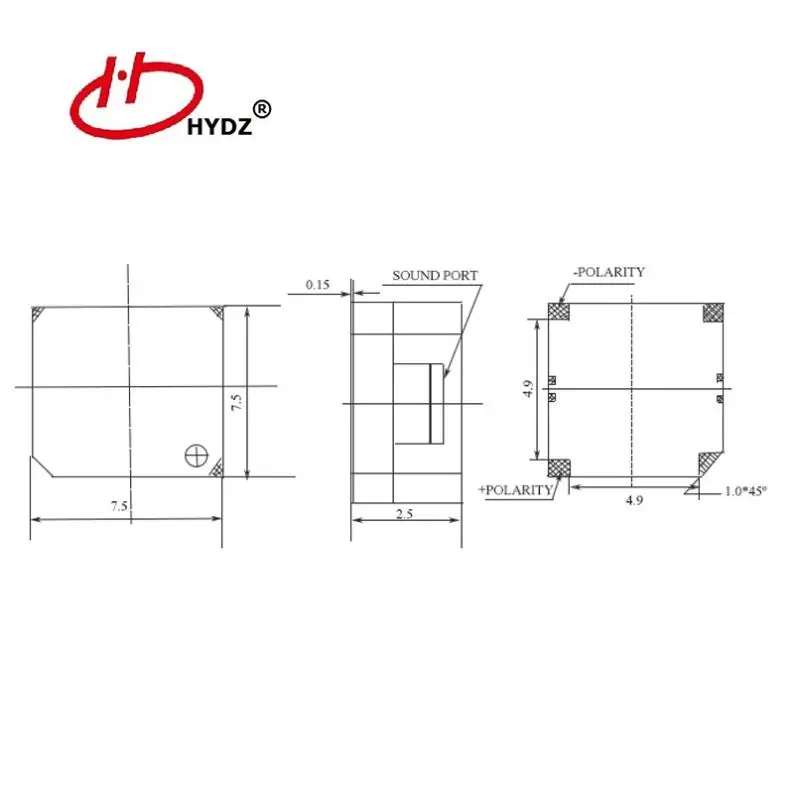 Магнитный зуммер HYG7525A 3 6 В 85 дБ smd недорогой квадратный магнитный 7 5*7 5