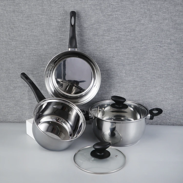 Induction cookware set hot sales kitchenware cooking soup milk pot stainless steel kinox saucepan cookware sets