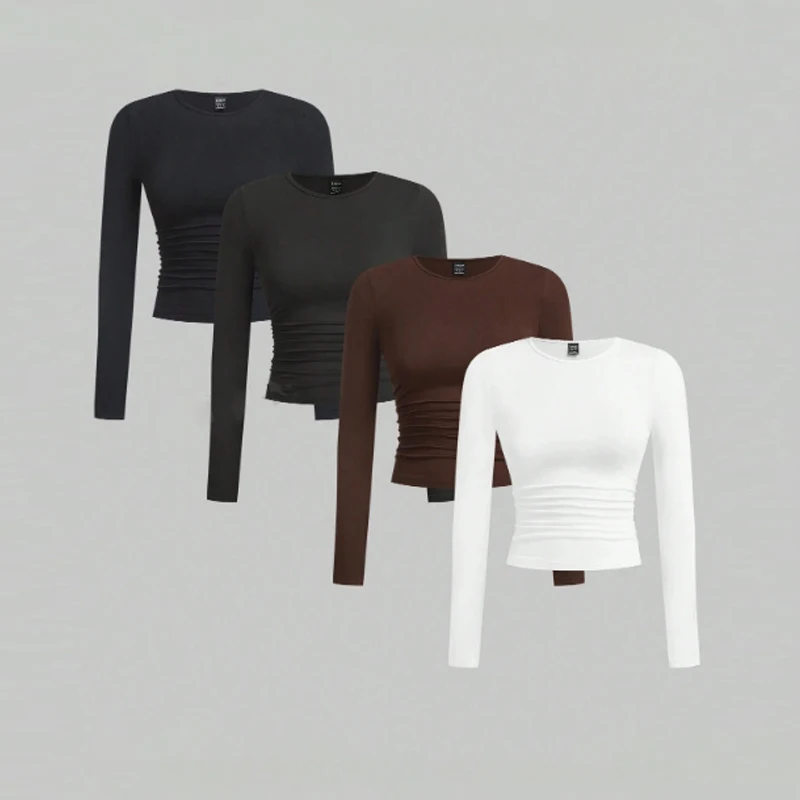 Wholesale Price Crop Top Casual Long Sleeve Women T Shirt Custom Your Brand Long Sleeve Crop Tops Shirts For Women