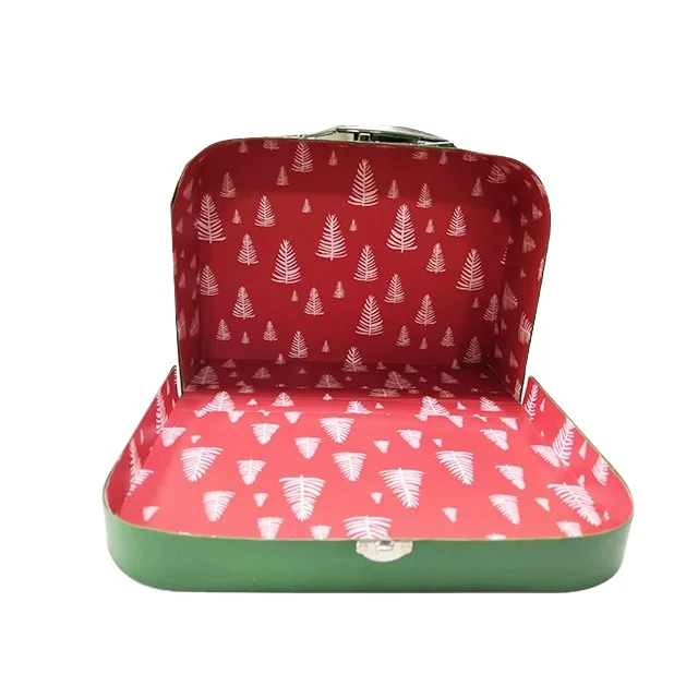 Factory Custom Logo Luxury Christmas Design Rigid Cardboard Baby Toys Clothes Packaging Gift Suitcase Box With Handle