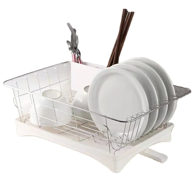 304 Stainless Steel Metal Mesh Kitchen Utensil Dish Drying Rack Freestanding Kitchen Dish Rack