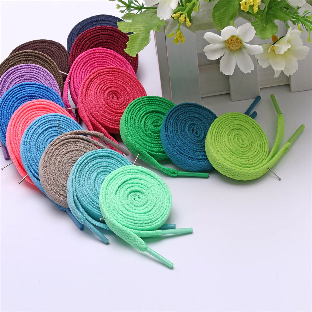 3 size 29 colours Custom 100% Cotton Flat Shoe Laces for Kids and adults pant string
