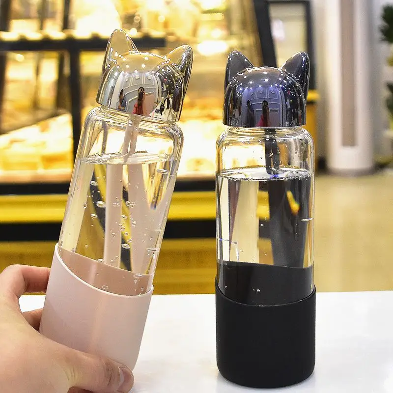 Feiyou can custom  the logo glass bottle female lovely creative trend portable harajuku water bottle male simple bottels