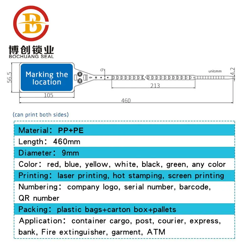 BCP107 packaging red plastic seal security plastic seals and seal lock