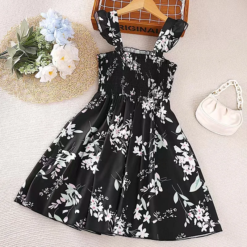 Summer 2023 Fashion 6 8 10 12 Years Old Age Child Teenage Clothing Short Designs Frocks for Girls Kids Flower Teen Girls Dresses