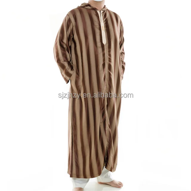 Factory Islamic Clothing Islamic Robe Boubou Jubbah  Muslim Men Abaya Thobe / Thawb Winter Wear with hat