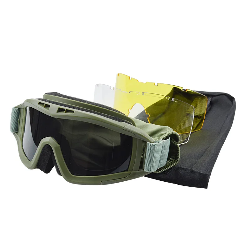 Tactical Goggles Paintball Safety Glasses with 3 Interchangeable Lens for Riding Shooting Hunting CS War Game