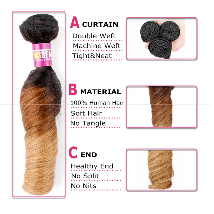 1B-4-27 Color 3tone Nigeria Platinum Blonde Crochet Braids Malaysian Bouncy Curl Human Hair Bundles Weave Braid in Weave  Curly