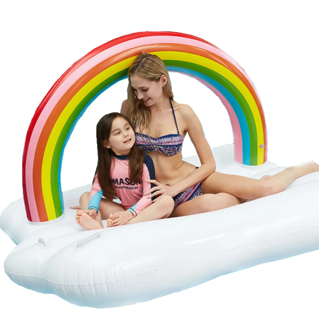 Customized Inflatable Rainbow Cloud Large inflatable Boat pvc water Inflatable Pool Float Bed River Island Float Chair Raft