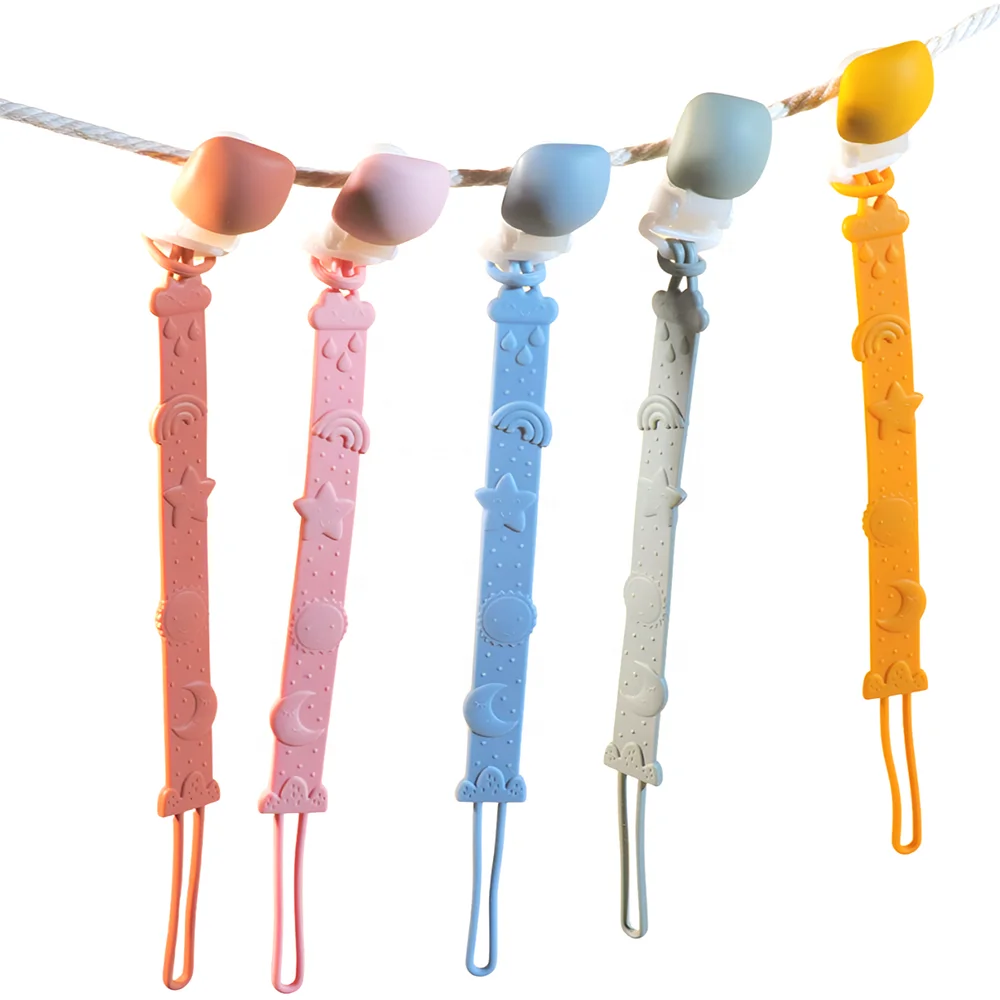 LoveBond Custom Crochet Baby Products Teething Macrame Dummy Clips Baby Teether Pacifier Chain Clips Holder Clip Pacifiers