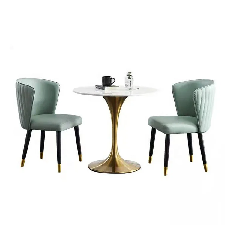 Foshan factory  dining chair modern design velvet fabric upholstery wooden legs with gold steel cover dining room chair