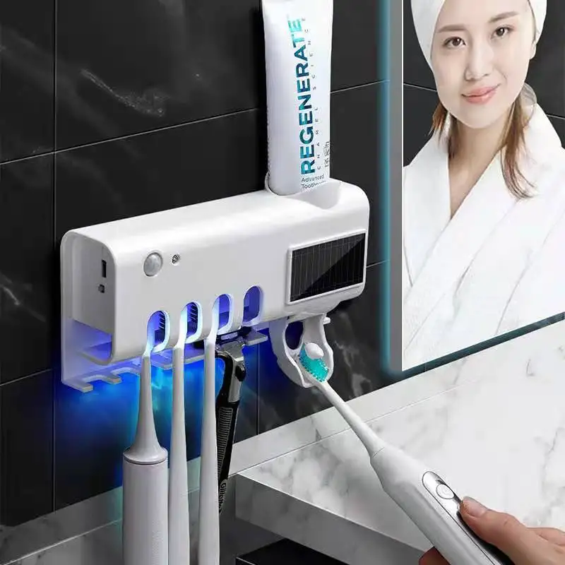  2021 Hot sale Wall Mounted Portable Rechargeable USB UVC LED Toothbrush Sterilizer solar toothbrush