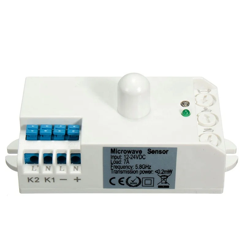 Microwave Radar Sensor Light Switch Body Motion DC12V-24V 5.8GHz With Shell