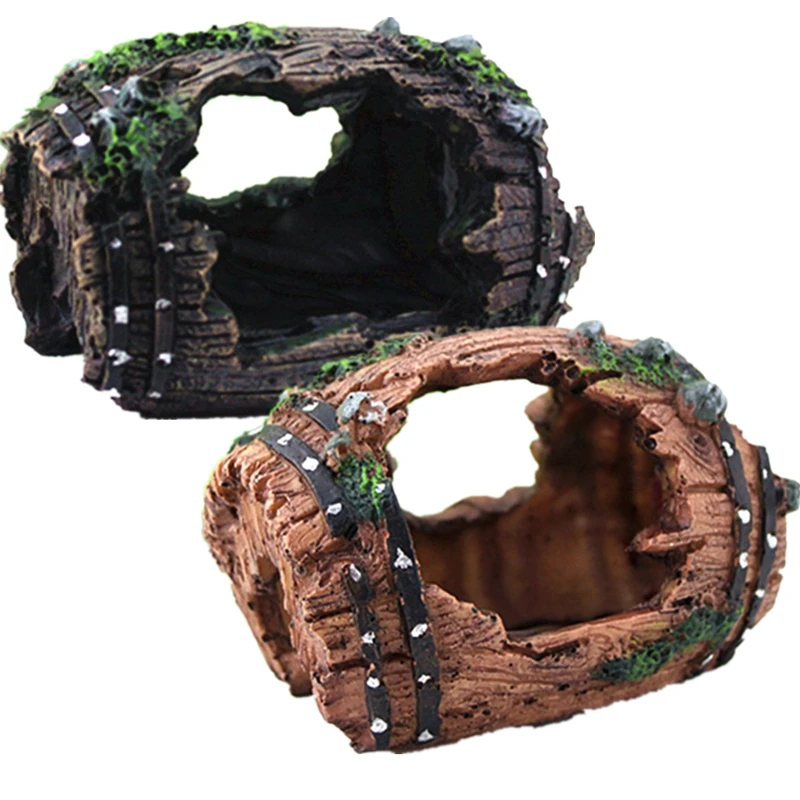Barrel Cave Landscaping Resin Aquarium Ornament Wine Barrel Fish Tank Aquarium Equipment Accessories