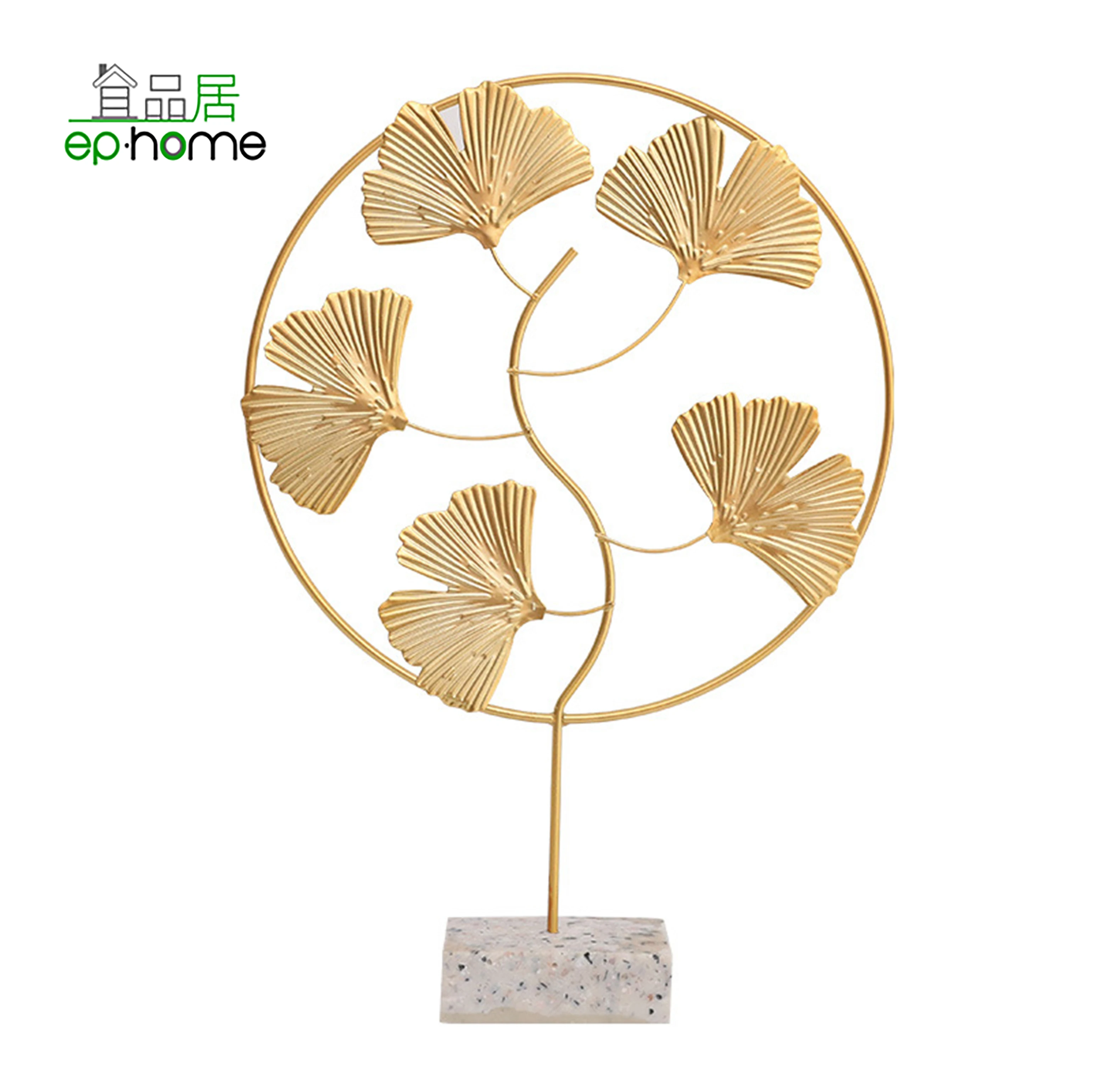 Light luxury golden Ginkgo Leaf Knots ornaments for living room,office,window display,cafe,restaurant decor,house warming gifts
