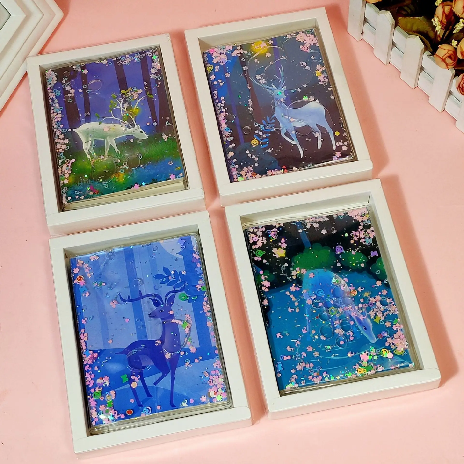 Wholesale Collection Glitter Pvc oil Girl Cover Notebooks And Pen, Suitable For Students Stationary set