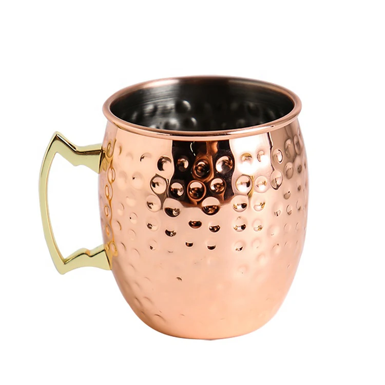 New design stainless steel Moscow Mule mug 500ml beer mug with copper plating