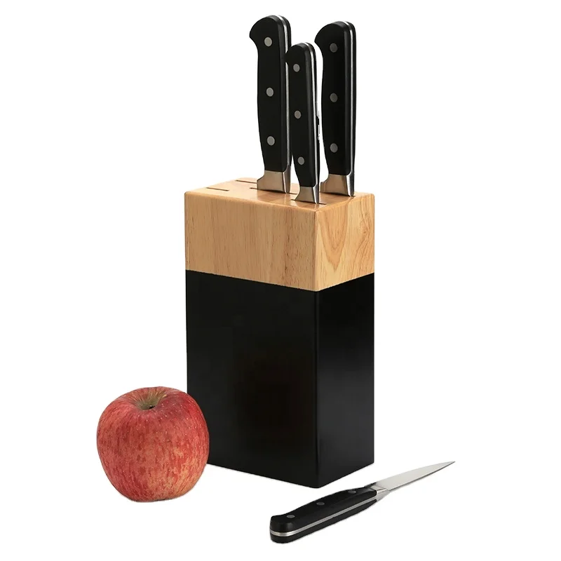 Durable Rubber Wood Universal Kitchen Knife Holder Block