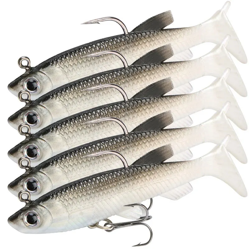 Wholesale Bulk T Tail Fishing lures Lead Head Artificial Soft lure With Fishing Hook for Saltwater