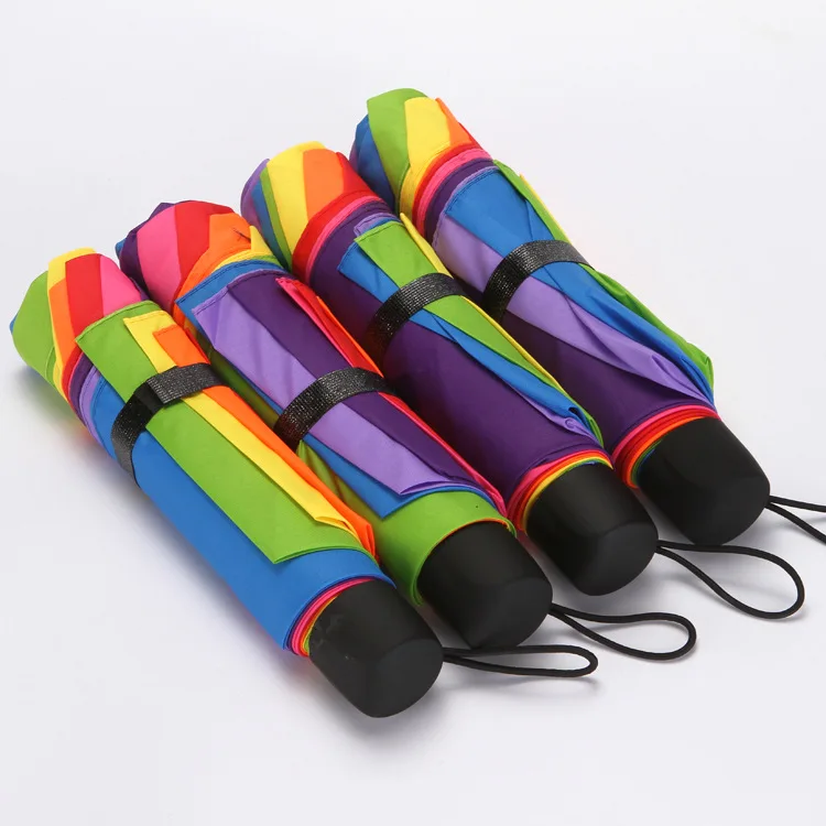 Wholesale 3 discount 8K Korean creative rainbow umbrella outdoor lovers gift umbrella