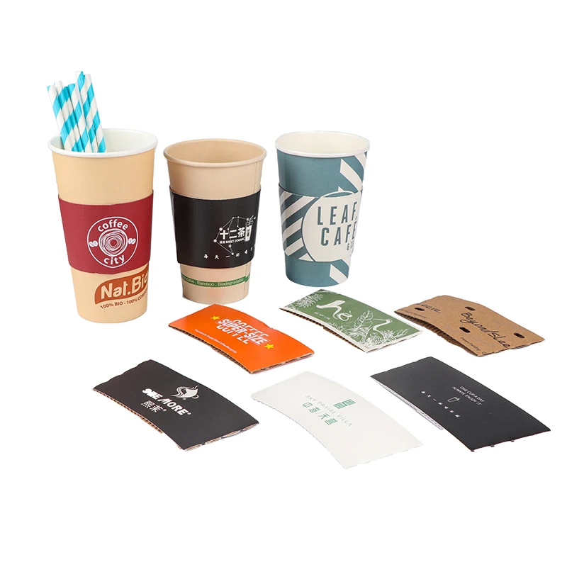 Disposable Coffee Cup Sleeves for 10oz 12oz 16 oz Protective Corrugated Cup Sleeve Brown For Hot Cold Beverage Drinking Cup