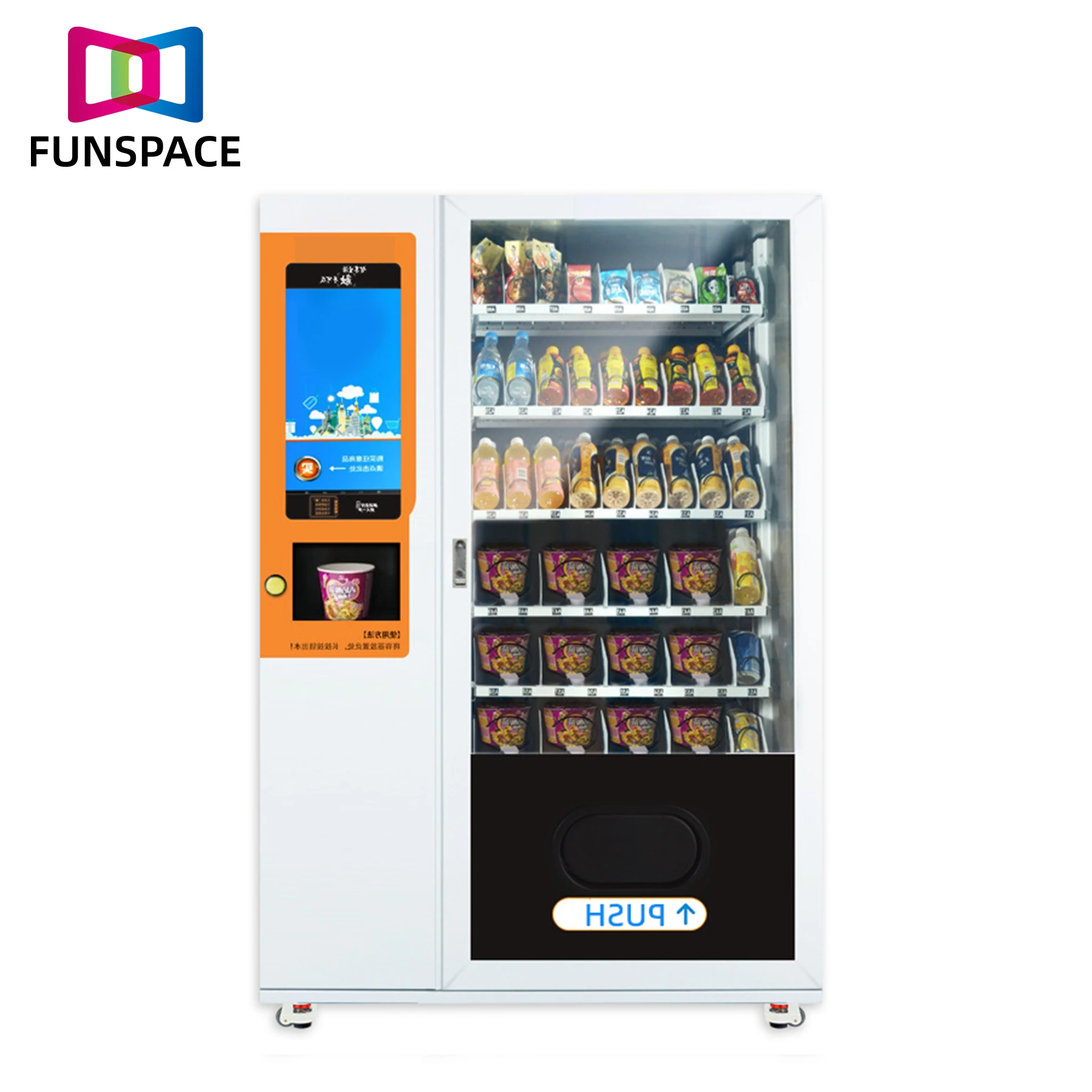 Funspace coin operated 24 Hours Automatic Snacks Machine Touch Screen Smart Vending Machine For Foods And Drinks