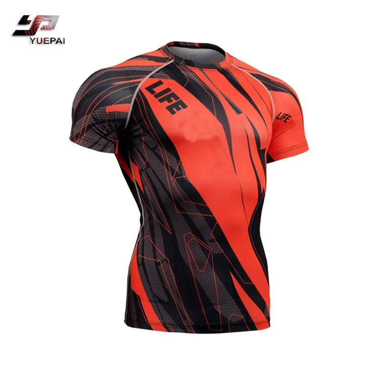 
High Quality bodybuilding muscle fitness t-shirt Cheap Compression tshirt Custom Printed Gym Clothing Men T Shirt 