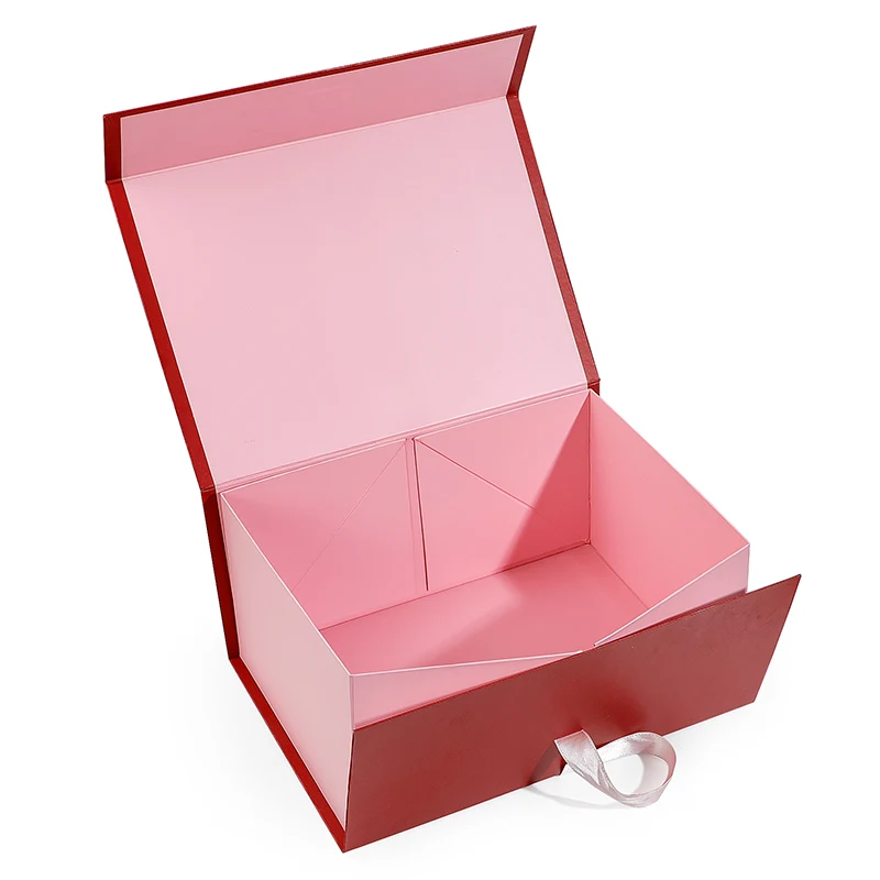 Digital Printing Cardboard Packaging Folding Box Ribbon Closures Wholesale Gift Paper Box