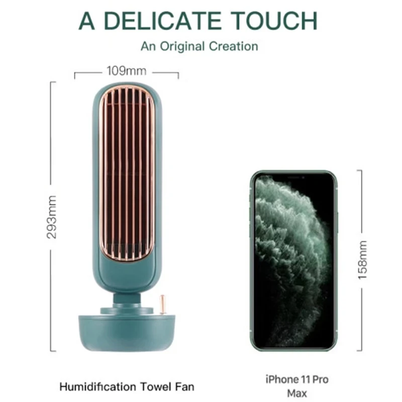 Retro Tower Fan Desktop Silent Strong Wind USB 2 IN 1 Water Spraying Fan Air Conditioner Ultrasonic Humidifier Ventilation Fans