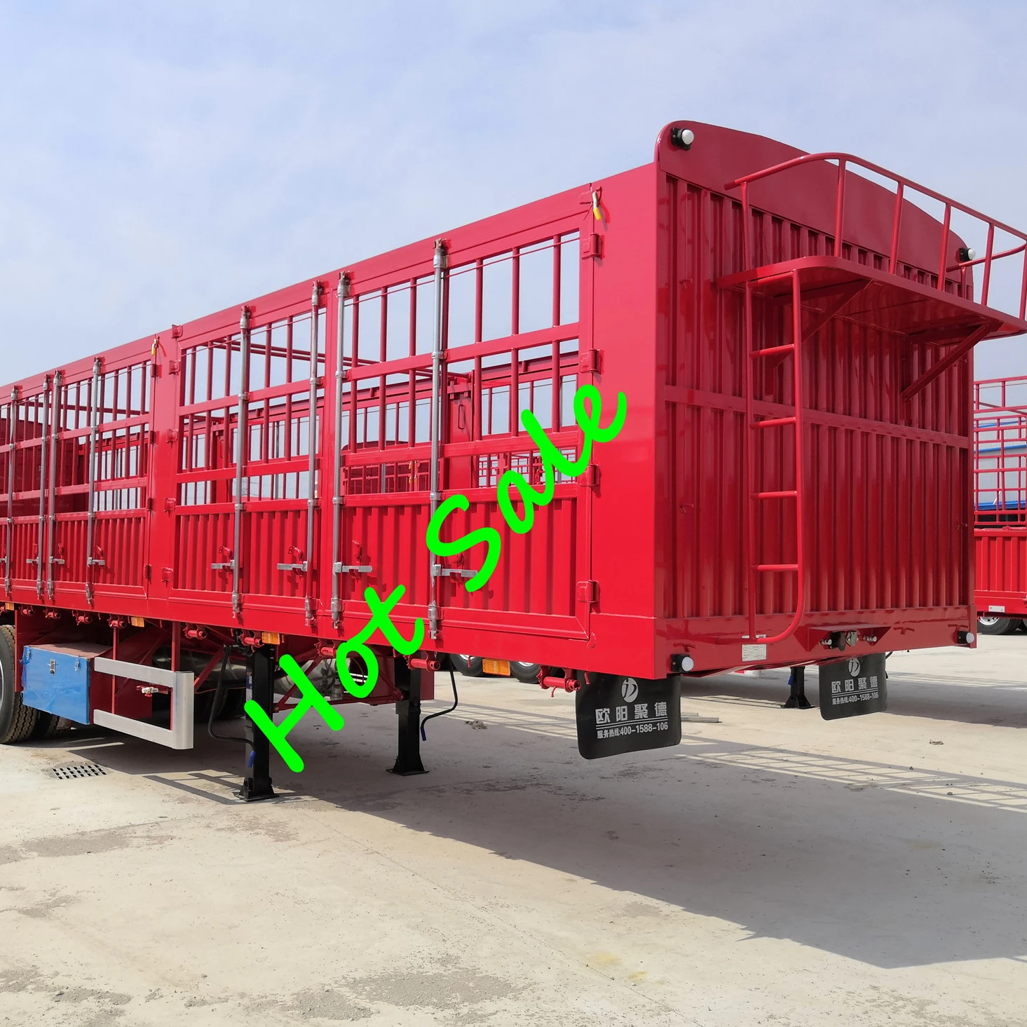OYJD Trailers 3 axles big open door utility 40ft flatbed trailer fence use furniture food office equipment computer