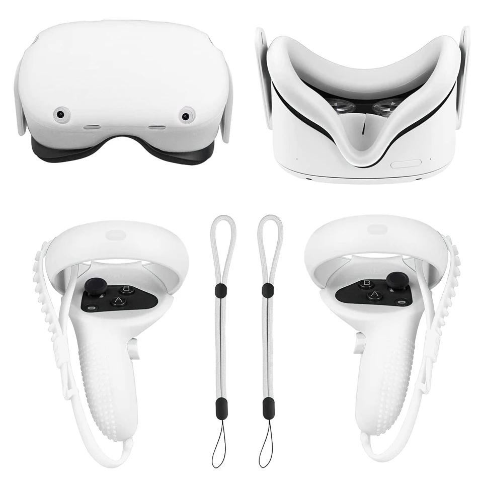 VR Oculus Quest 2 Silicone Cover Kit Set Combination For Quest 2 Eye Mask Pad Controller Grips Cover Replacement