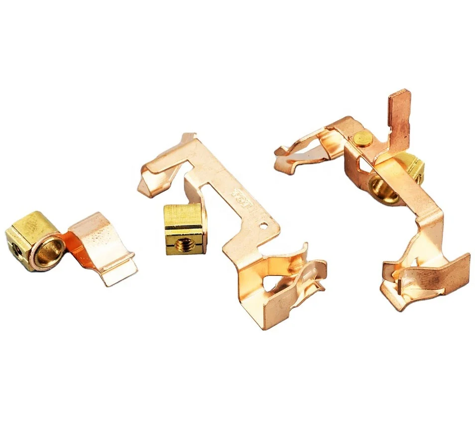 Euro style precision electric stamping part metal electric customized brass stamping part copper terminal contact part of power