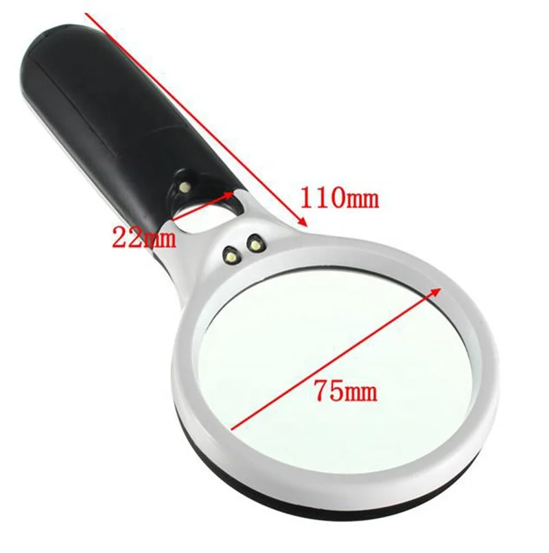 Handheld Illuminated Magnifier 3X 45X Microscope Magnifying Glass Aid Reading for Seniors Loupe Jewelry Repair Tool With 3 LED