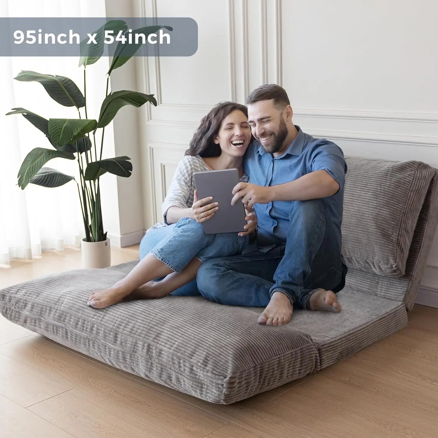 Extra Thick Long Floor Sofa Corded Washable Cover Nature Folding Bean Bag Bed for Adults