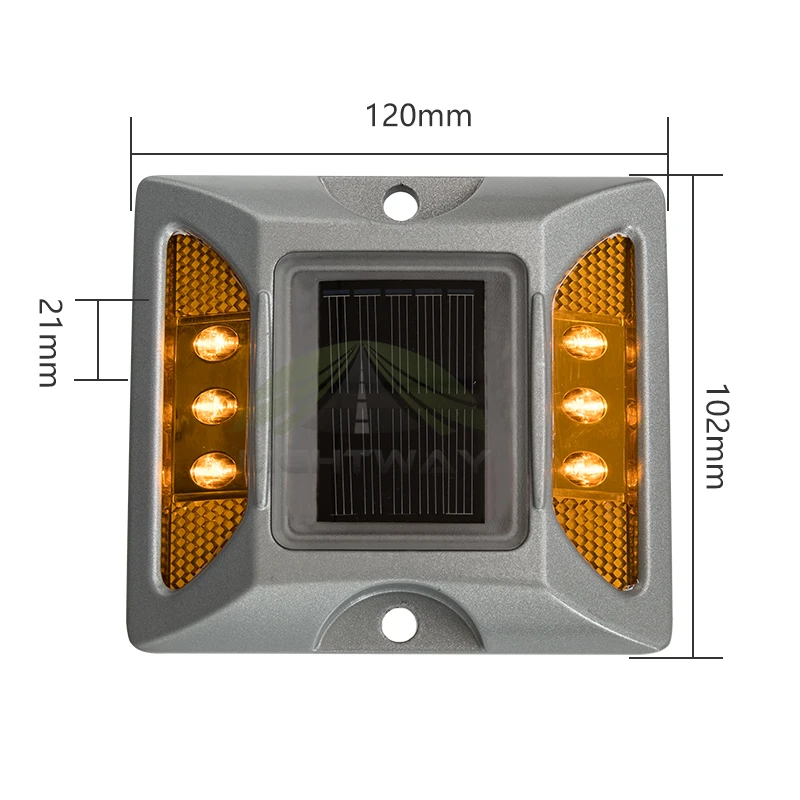 double side cast aluminum with nail polycarbonate side solar stud for road