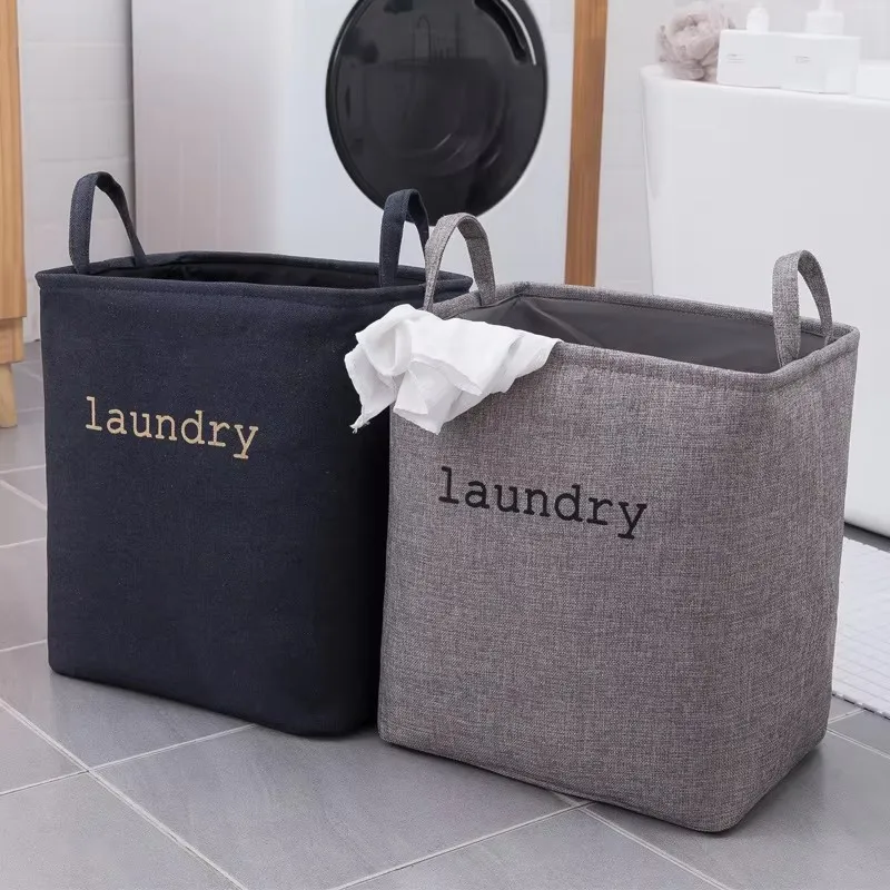 Large Foldable Laundry Basket Laundry Storage Organizer Bag Cotton Bedroom Storage Bag Hamper Dirty Clothes Basket with Handle