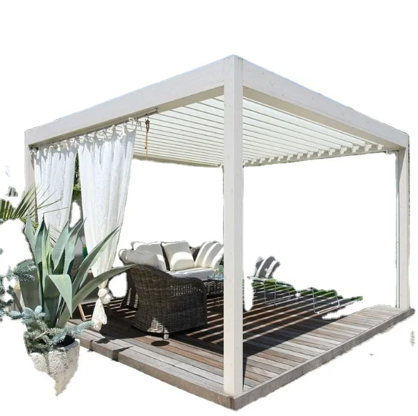Popular Beautiful Customized Outdoor Waterproof Canopy Automatic Rolling Roof Pergola Aluminum Pavilion