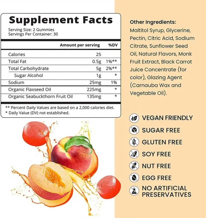 Organic Omega 3 Gummies with Omegas 6, 7, 9, Supports Brain, Heart, Eye & Immune System fish oil DHA gummies
