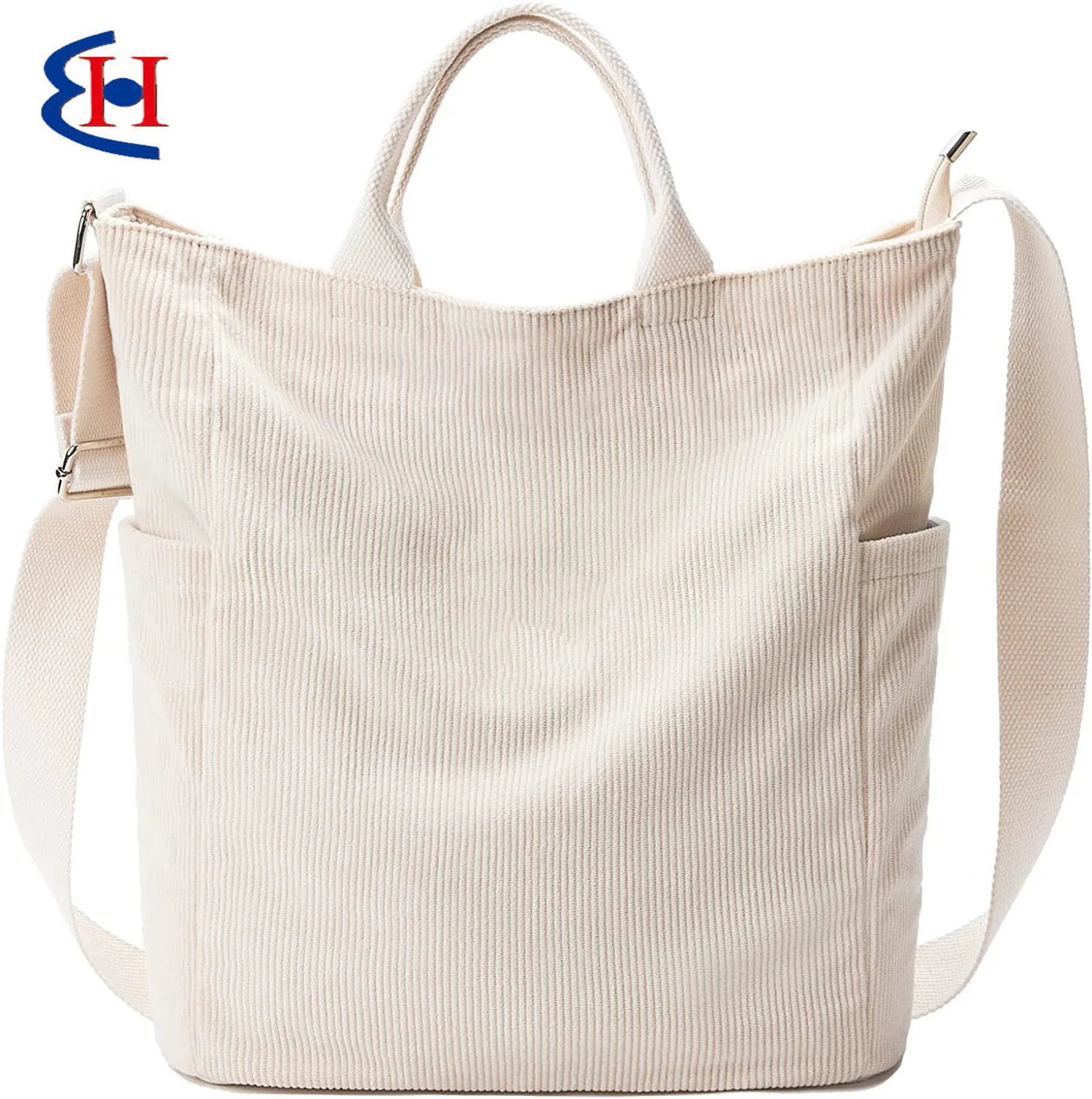 Corduroy Tote Bag Large Messenger Bag Shoulder Hobo Anti Splash Crossbody Zipper Bag Casual Work Shopping Women