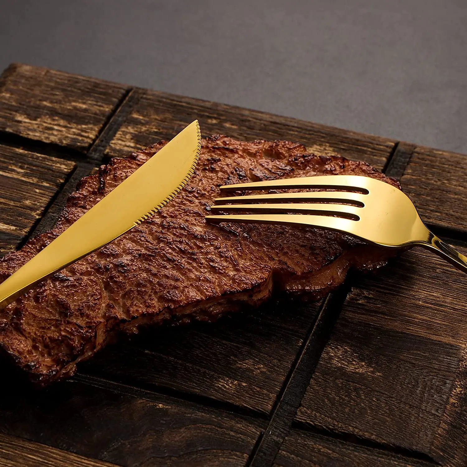 5 PCS Trending Products 2023 Stainless Steel Fork And Knife Set Cutlery Gold Serving Spoon