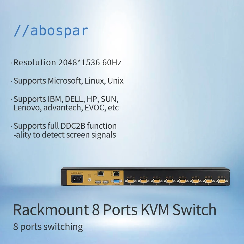 AS-KVM1008 8 ports kvm console kvm switch rack mount kvm switching